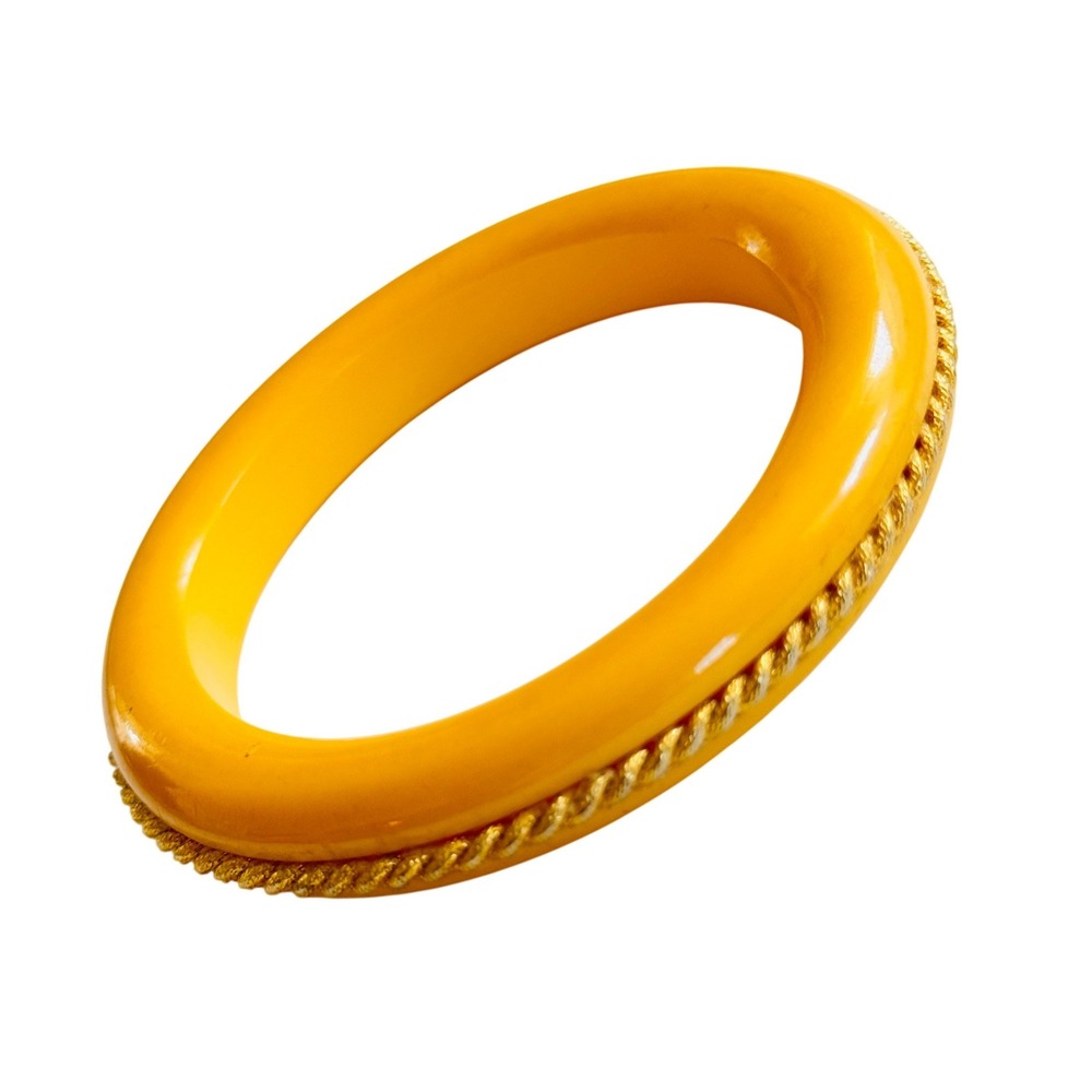 VTG Yellow Butterscotch Bakelite Bangle Bracelet Tested Art Deco Original 48g